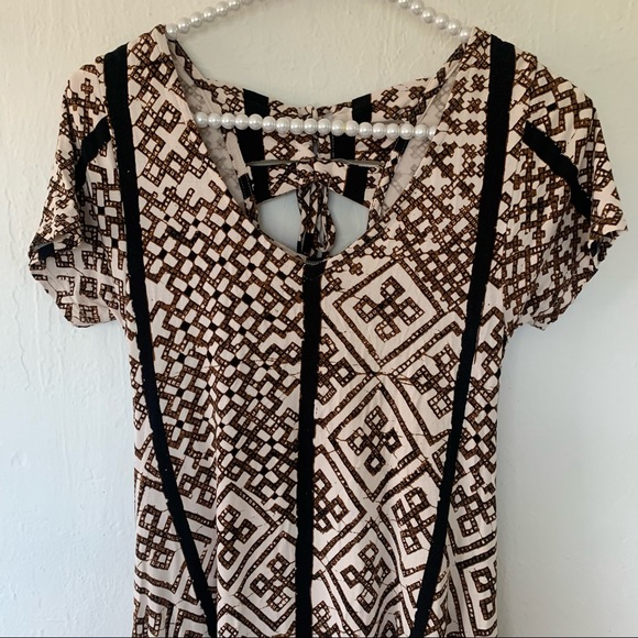Anthropologie Bel Kazan Geometric Neutral Motif Dress - Picture 8 of 10